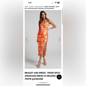 NEW WITH TAGS Midi Strapless Dress w. Flirty High Slit